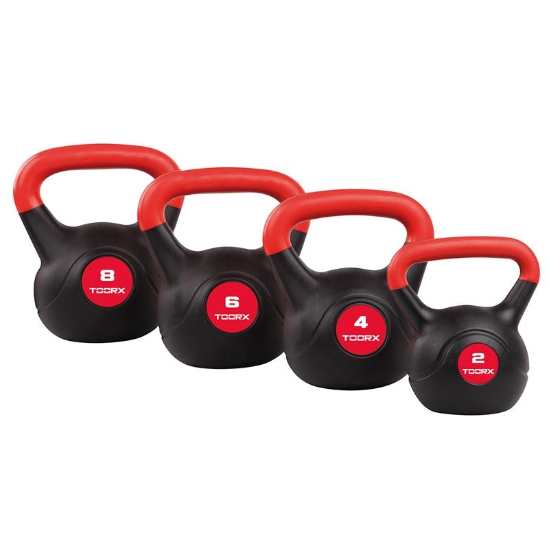 Toorx PVC-kettlebell med flat bunn og bredt håndtak