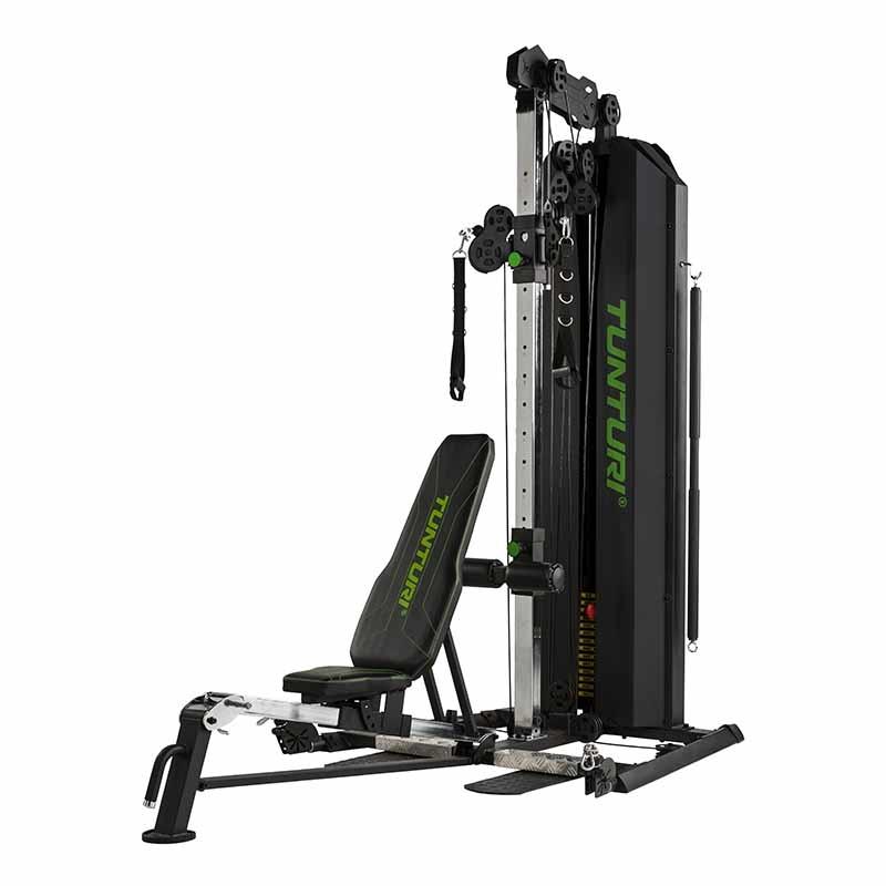 Tunturi HG80 multimaskin med integrert sammenleggbar treningsbenk og doble kabeltrekk